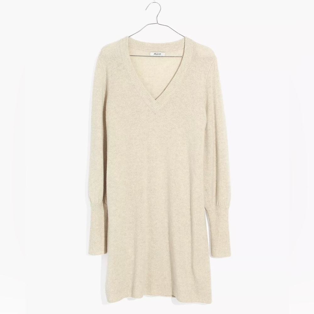 Madewell bubble sleeve v neck sweater dress